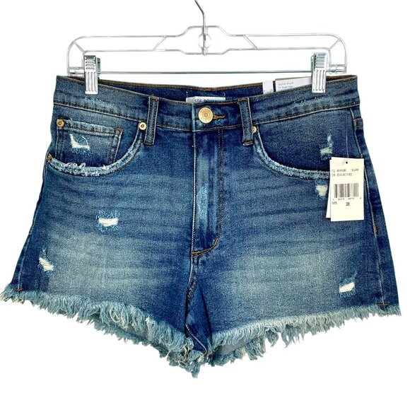 NWT STS Blue Layne High Waist Distressed Cutoff Shorts Medium Wash Women Size 28 - Picture 1 of 16